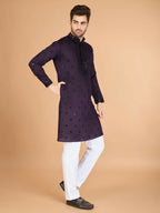 Vastranavya Purple Exclusive Festival Wear Viscose Silk Thread with Sequence Embroidered Work Kurta with Dupatta | Grocsy