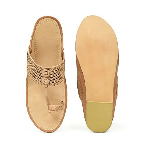Stepsoft Men'S Natural Kolhapuri Chappal | Original Handcrafted Leather Ethnic Slippers | Grocsy