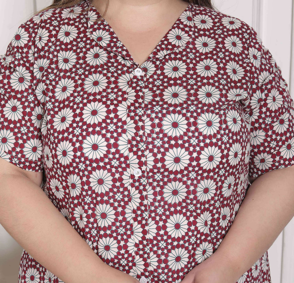 Miravan Women's Plus Size Cotton Floral Printed Cream A-Line Kurta with Buttons | Grocsy