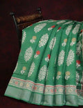 Green Colored Motif Prints Semi Chanderi Saree By Gayathri Reddy Designer Studio | Grocsy