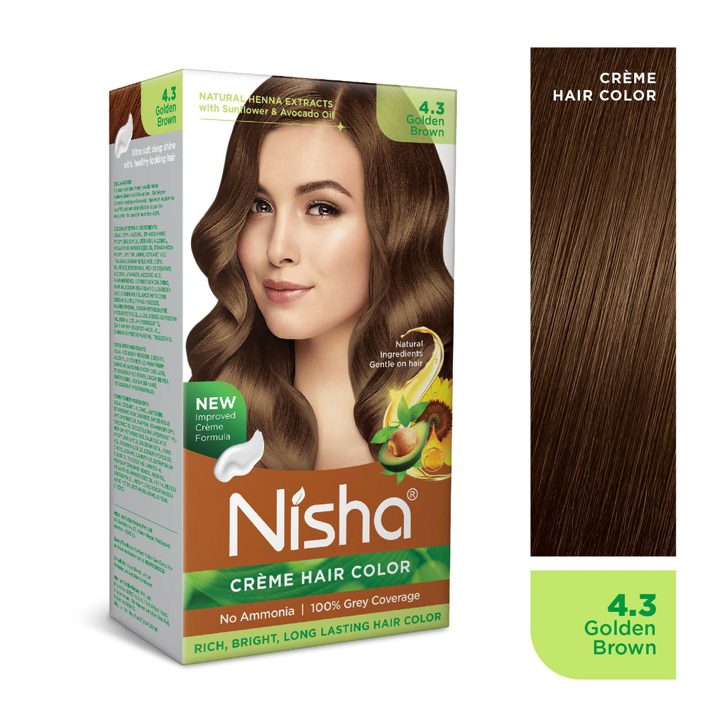 Nisha Creme Hair Color for Women - Golden Brown | Grocsy