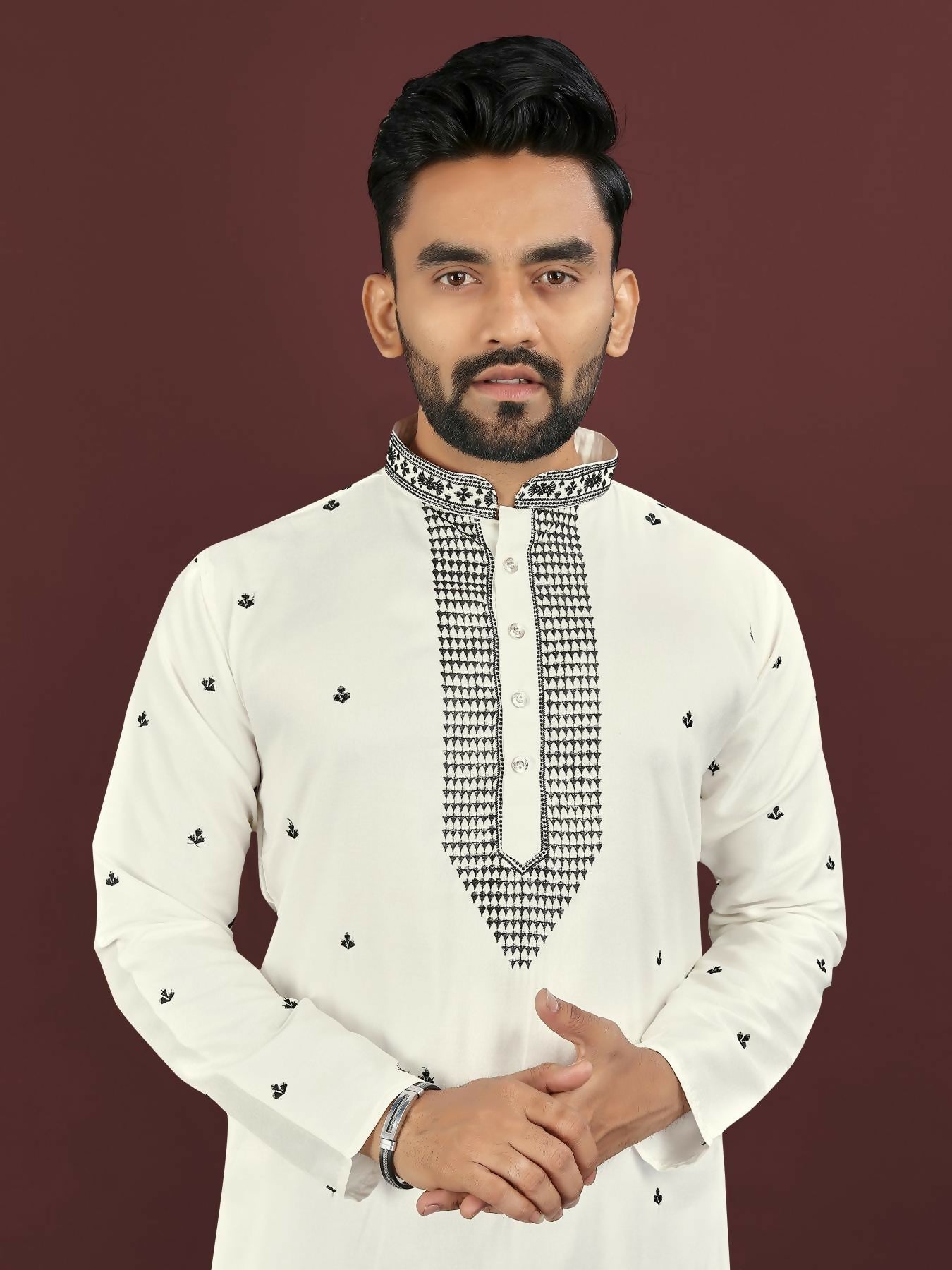 Anaita White Embroidered Silk Straight Kurta | Grocsy