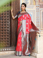 Shree Shyam Fashion Red Silk Saree | Grocsy