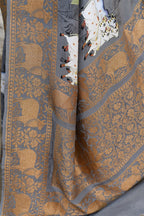 Joban Fashion Silver Grey Pure Crepe Pure Handloom Banarasi Silk Saree | Grocsy
