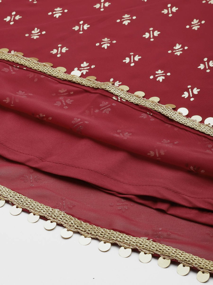 Ahalyaa Women Printed Tunic with Palazzos - Maroon Color | Grocsy