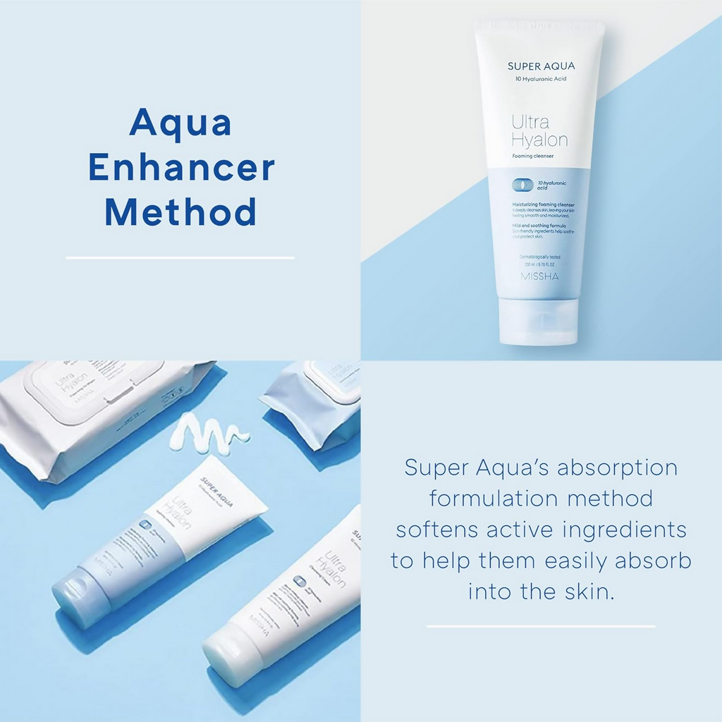 Missha Super Aqua Ultra Hyalron Foaming Cleanser | Grocsy
