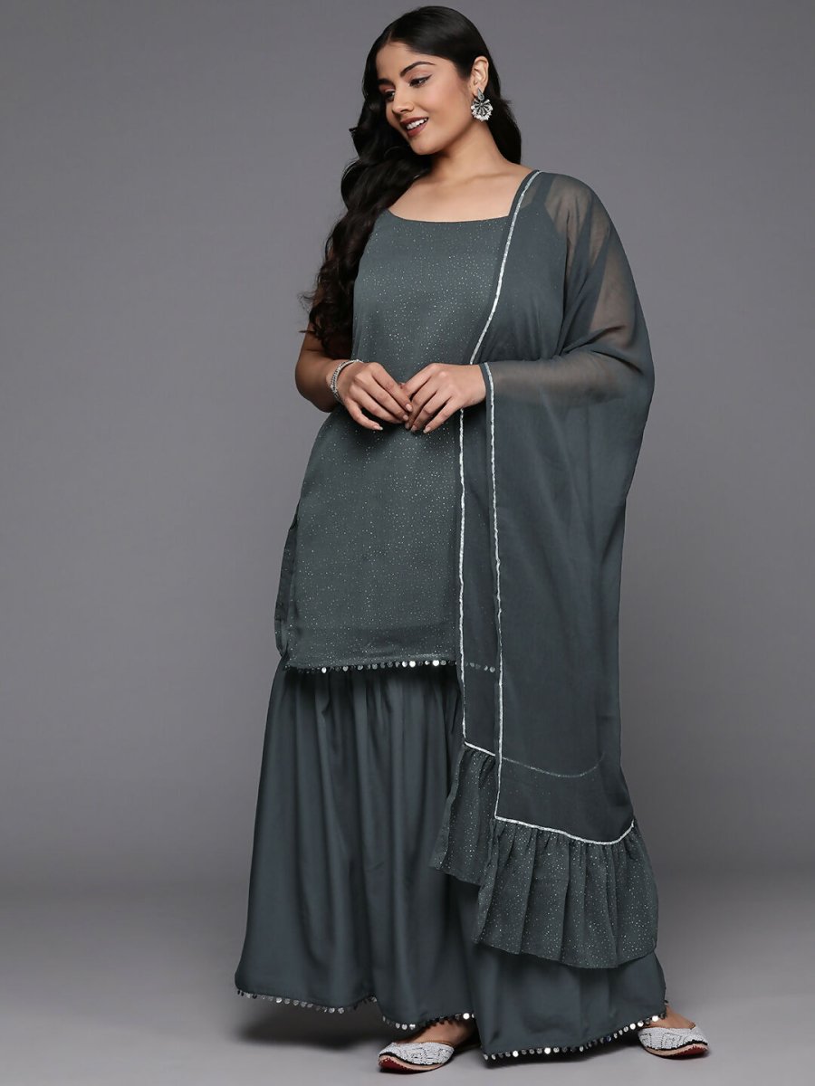 Ahalyaa Women's Traditional wear Kurta Set - Grey | Grocsy