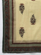 Yufta Women Green and Beige Floral Print Pure Cotton Kurta with Palazzo and Dupatta | Grocsy