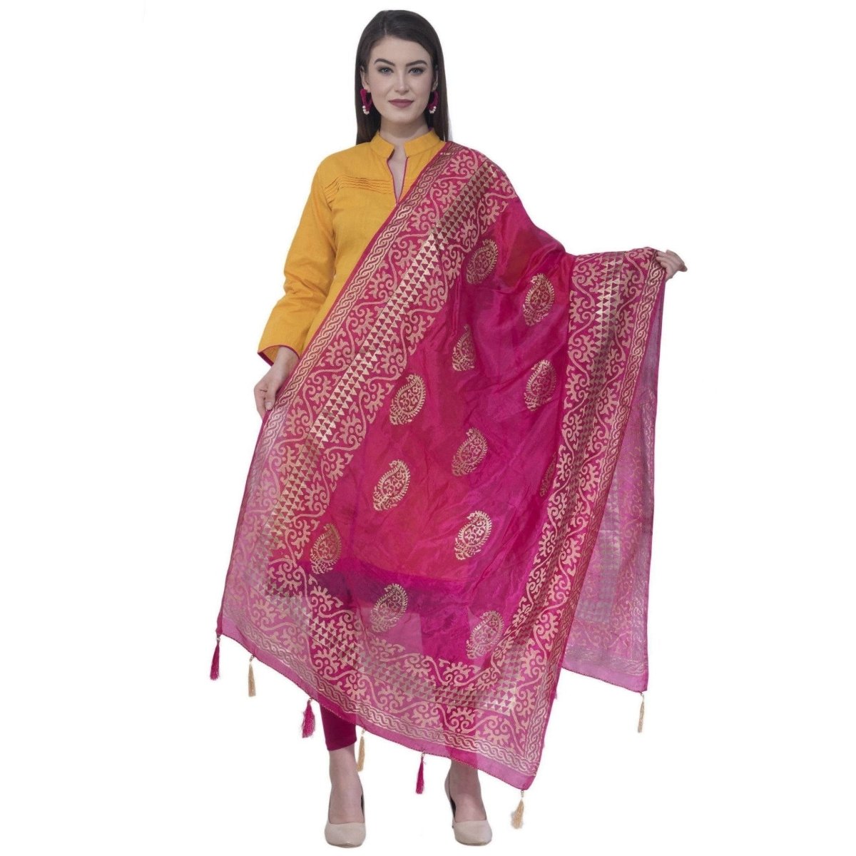 A R Silk Rani Color Silk Pahadi Print Dupattas and Chunnis | Grocsy