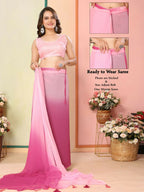 Pink Georgette Pedding Color Printed Ready To Wear Saree - Aalaya | Grocsy
