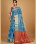 Blue Silk Woven Design Saree With Unstitched Blouse Piece - Akshita | Grocsy