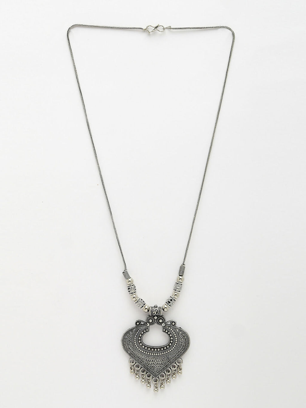 NVR Women's Silver-Toned German Silver Oxidised Pendant with Chain | Grocsy