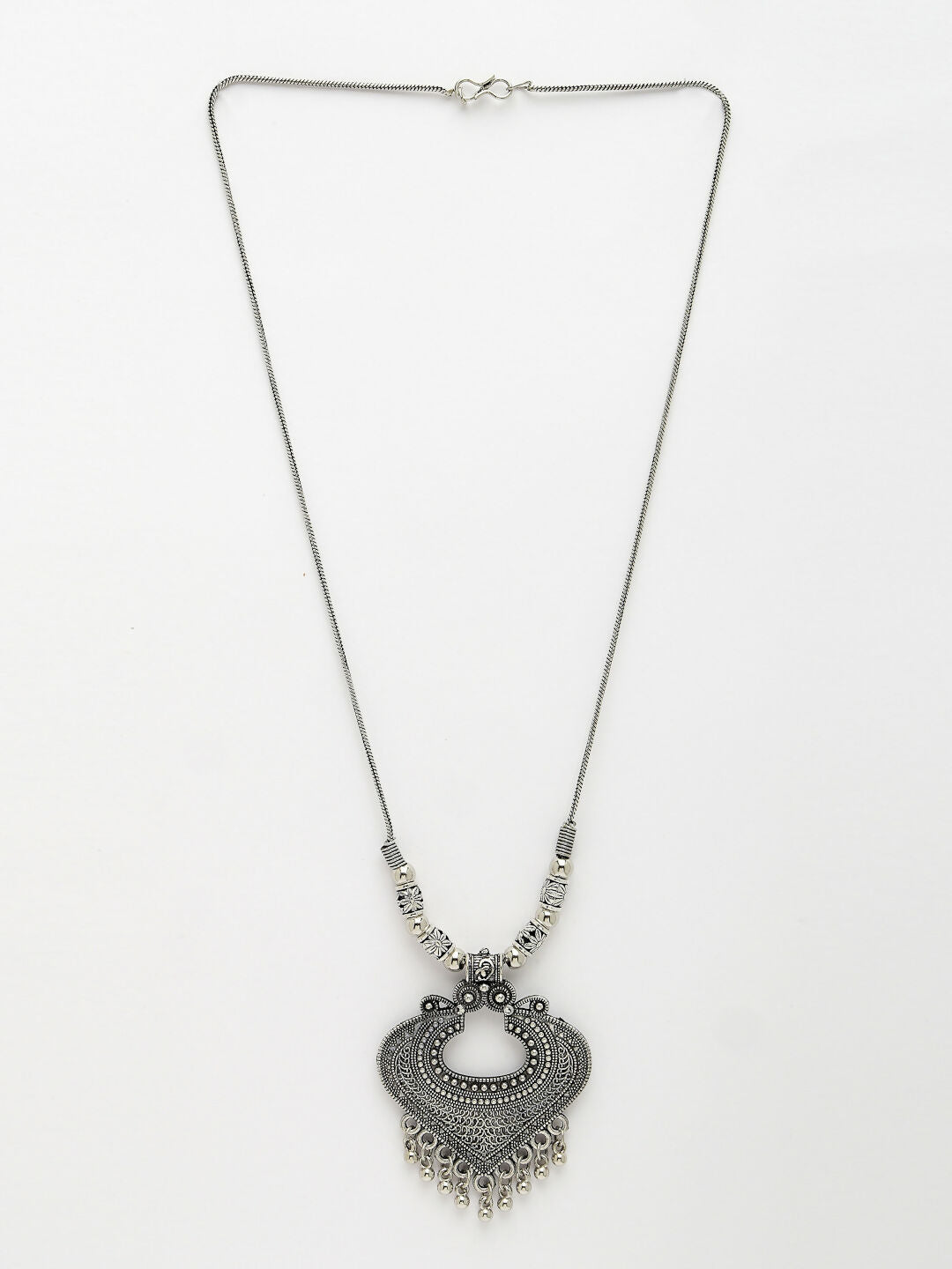 NVR Women's Silver-Toned German Silver Oxidised Pendant with Chain | Grocsy