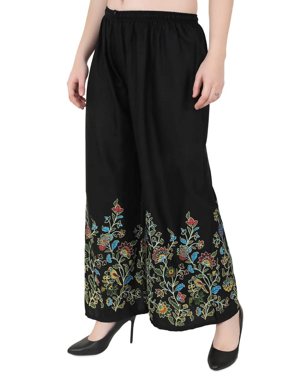 Mominos Fashion Black Floral Design Palazzo | Grocsy