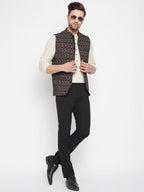 Even Apparels Black Merino Men Woven Nehru Jacket BF539 | Grocsy