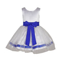 Asmaani Baby Girl's White and Blue Satin Full Length Frock  (AS-DRESS-22018) | Grocsy