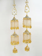 NVR Women's Pack Of 2 Gold-Polished & White Pearl Mirror Work Bridal Layered Kaleera Sets | Grocsy