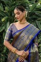 Jyoti Fashion Women's Coffee Kanjivaram Silk Zari Woven Saree with Blouse | Grocsy