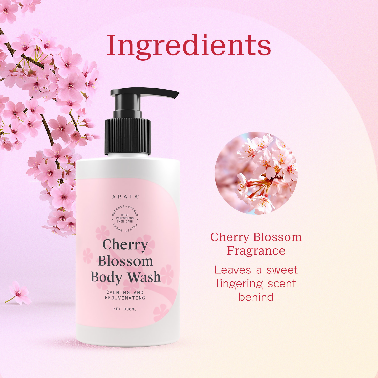 Arata Body Wash Nourishing Calming And Rejuvenating - Cherry Blossom | Grocsy
