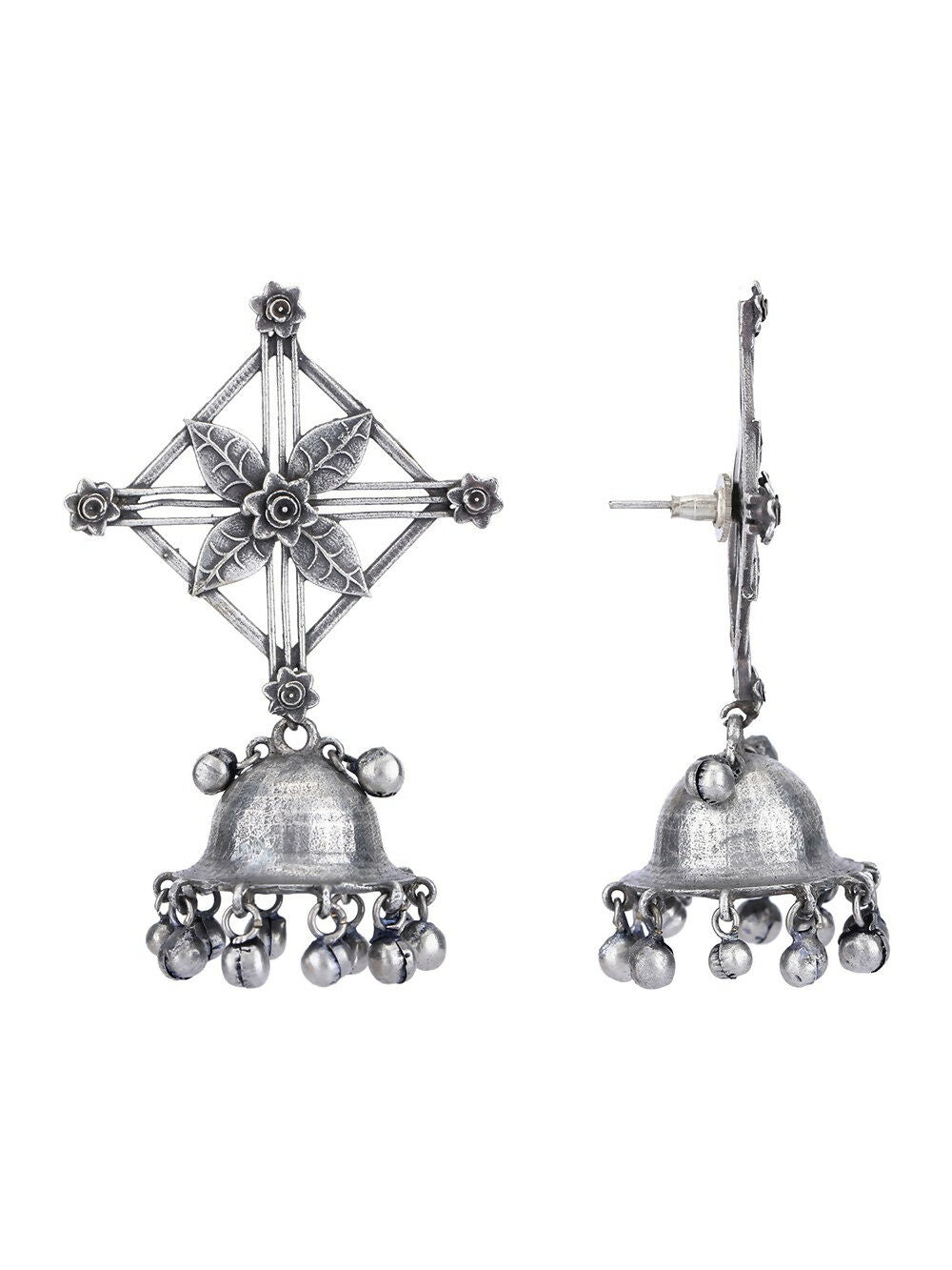 Joban Fashion Women Ghungroo Style Silver Tone Brass Jhumka | Grocsy