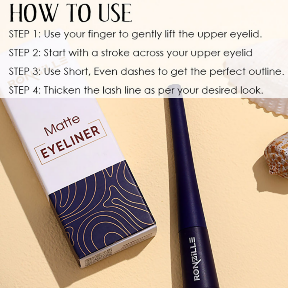 Ronzille Smudgeproof And Waterproof Liquid Matte Eyeliner - Blue | Grocsy