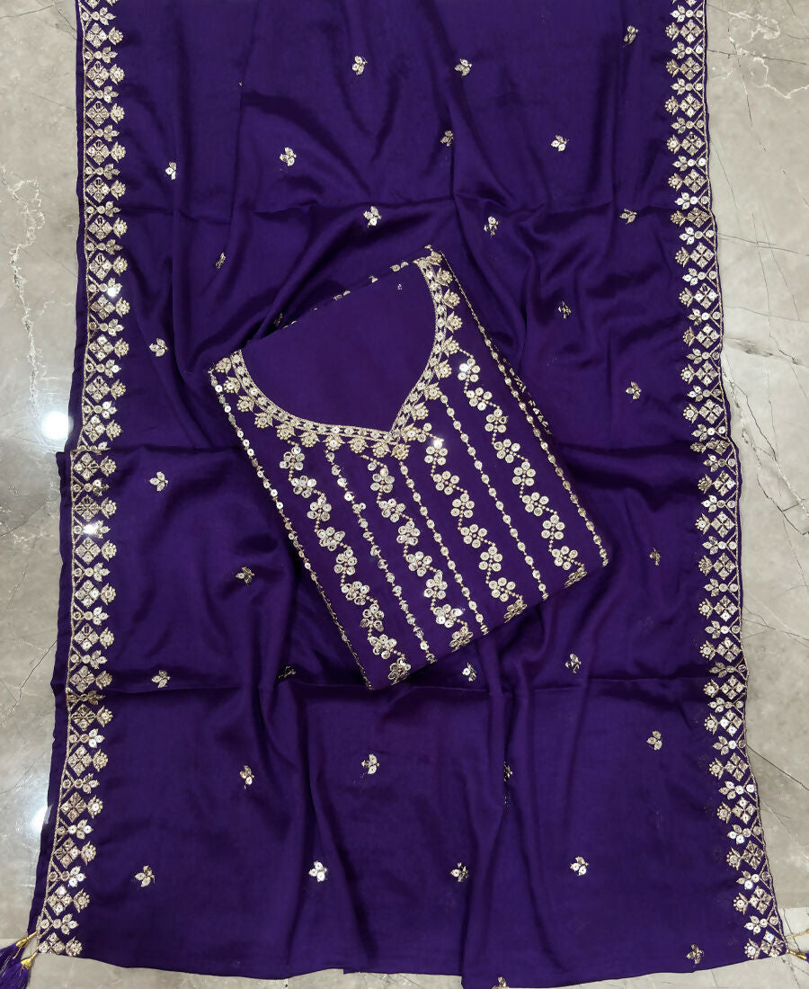 KC Latest Cocktail Wear Purple Chinon Sharara Suit For Women | Grocsy