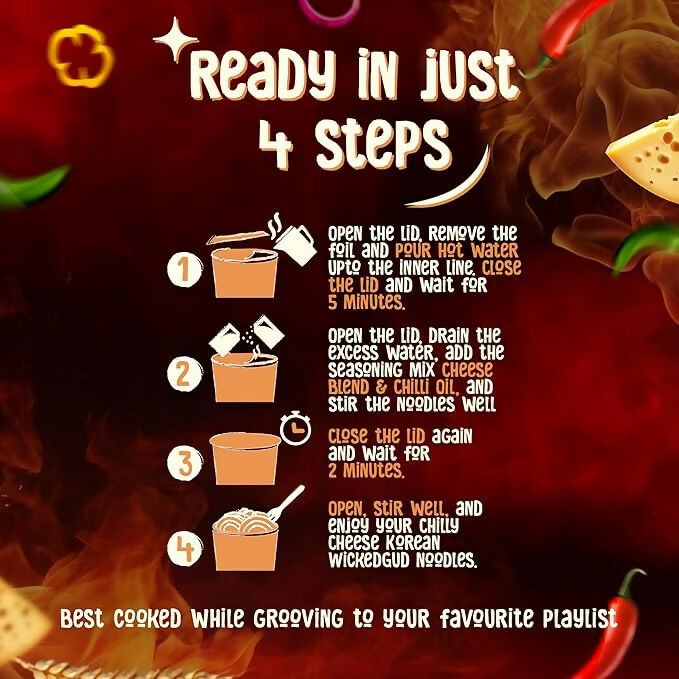 WickedGud Chilli Cheese Korean Instant Cup Noodles | Grocsy