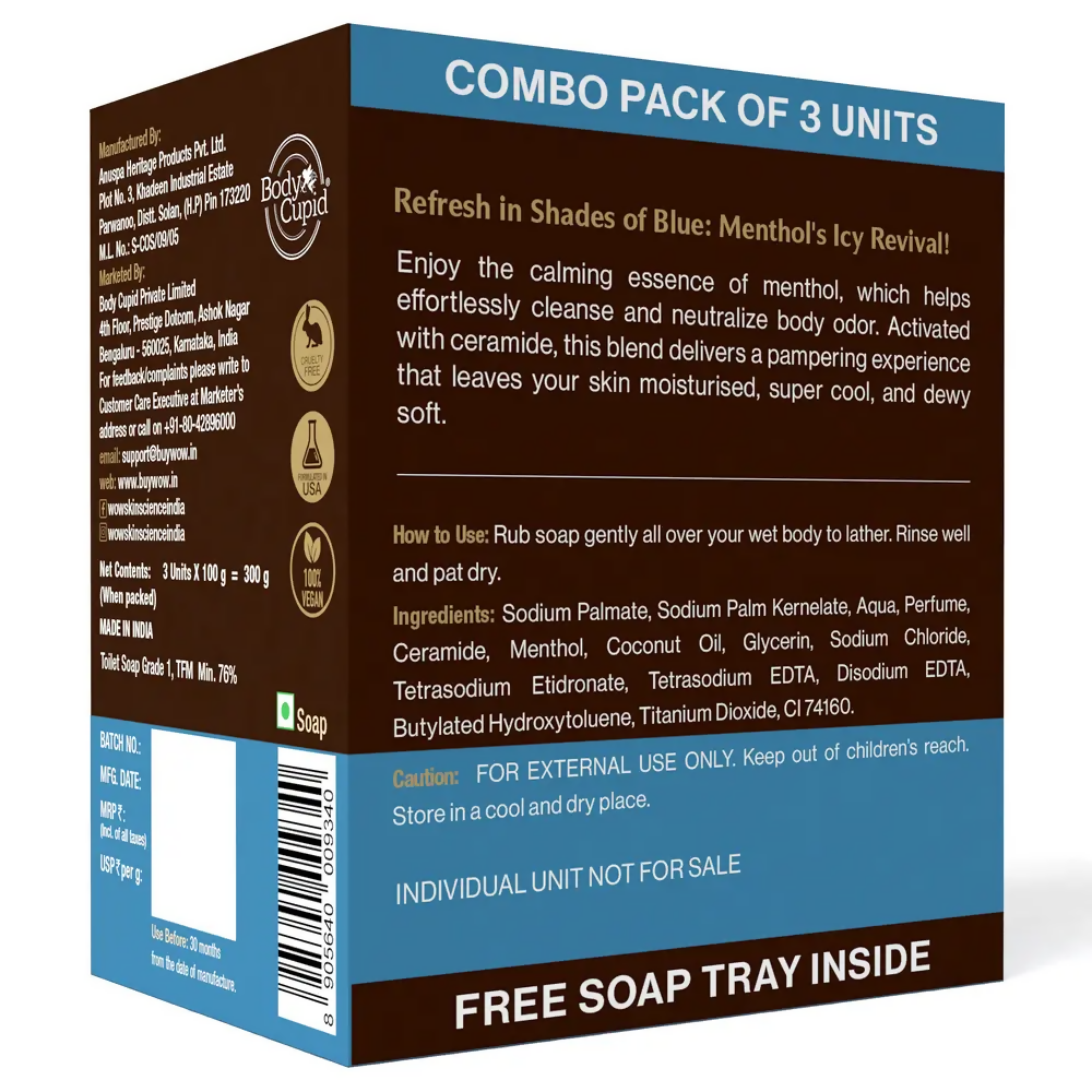 Wow Skin Science Wild Aqua & Ceramide Moisturizing Soap – Cooling, Hydrating & Skin Nourishing for All Skin Types | Grocsy