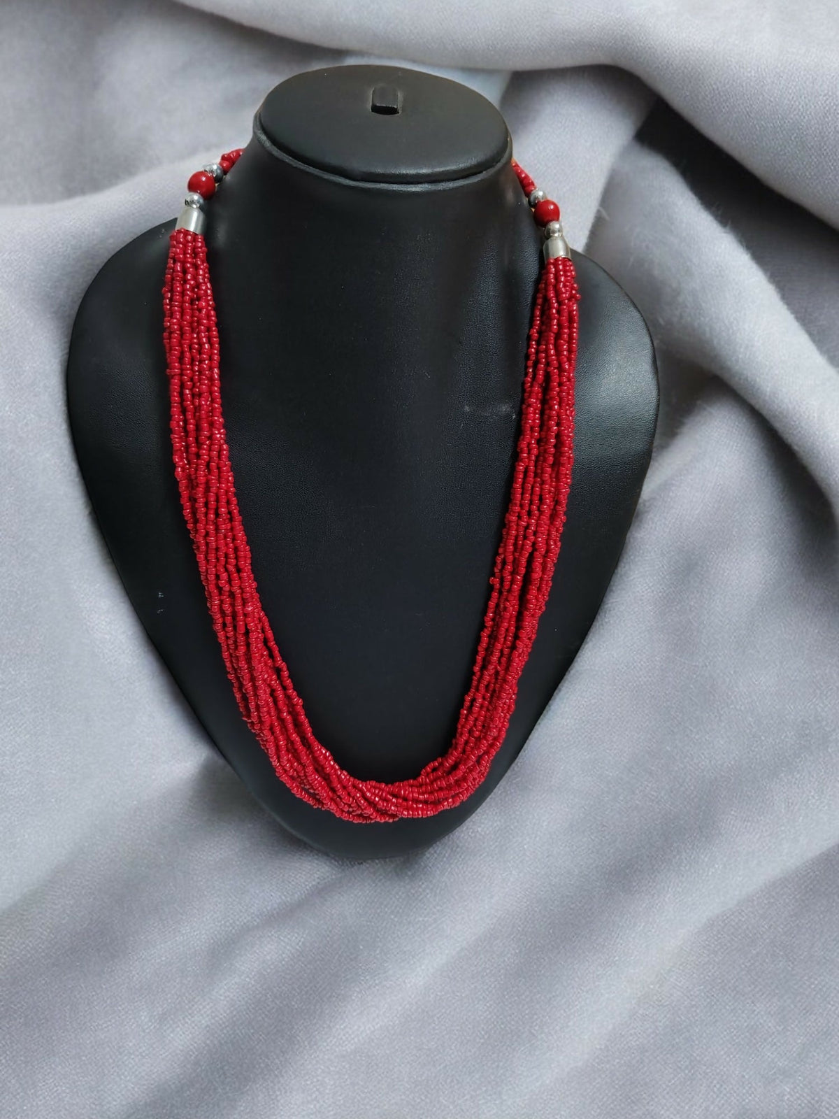 Inhanns Bloom Handmade Beaded Only Necklace - 12 Layers - Red Necklace | Grocsy