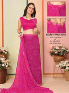 Pink Georgette Designer Printed Ready To Wear Saree - Elite | Grocsy