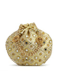 Joban Fashion Embroidered Potli Clutch - Crème | Grocsy