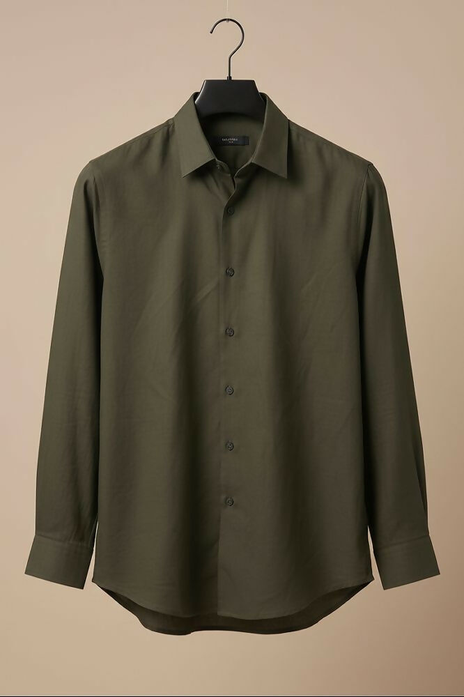Forest — Green Cotton Shirt by Hilo Design | Grocsy