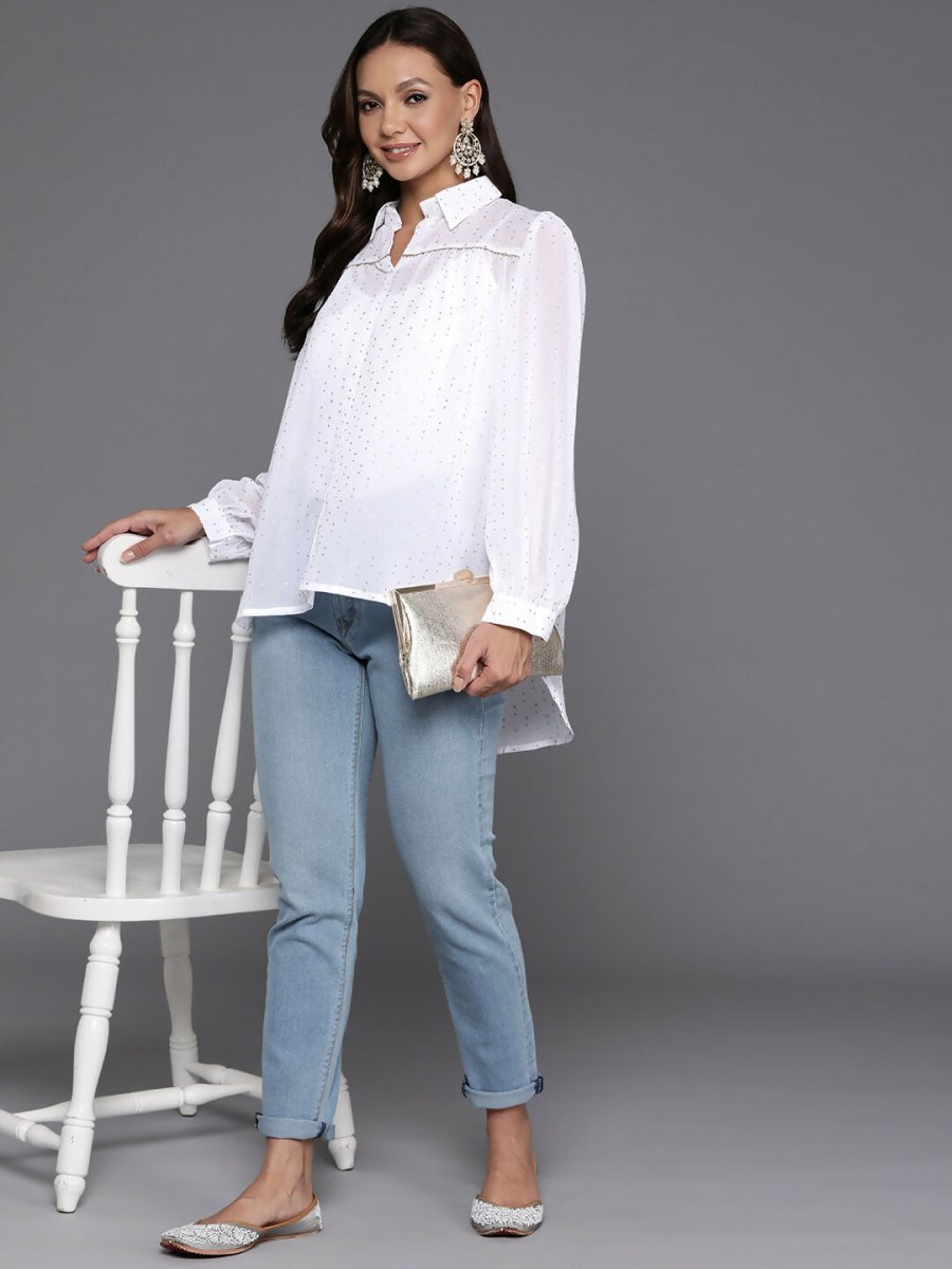 Ahalyaa Women's Traditional Wear Tunic - White | Grocsy