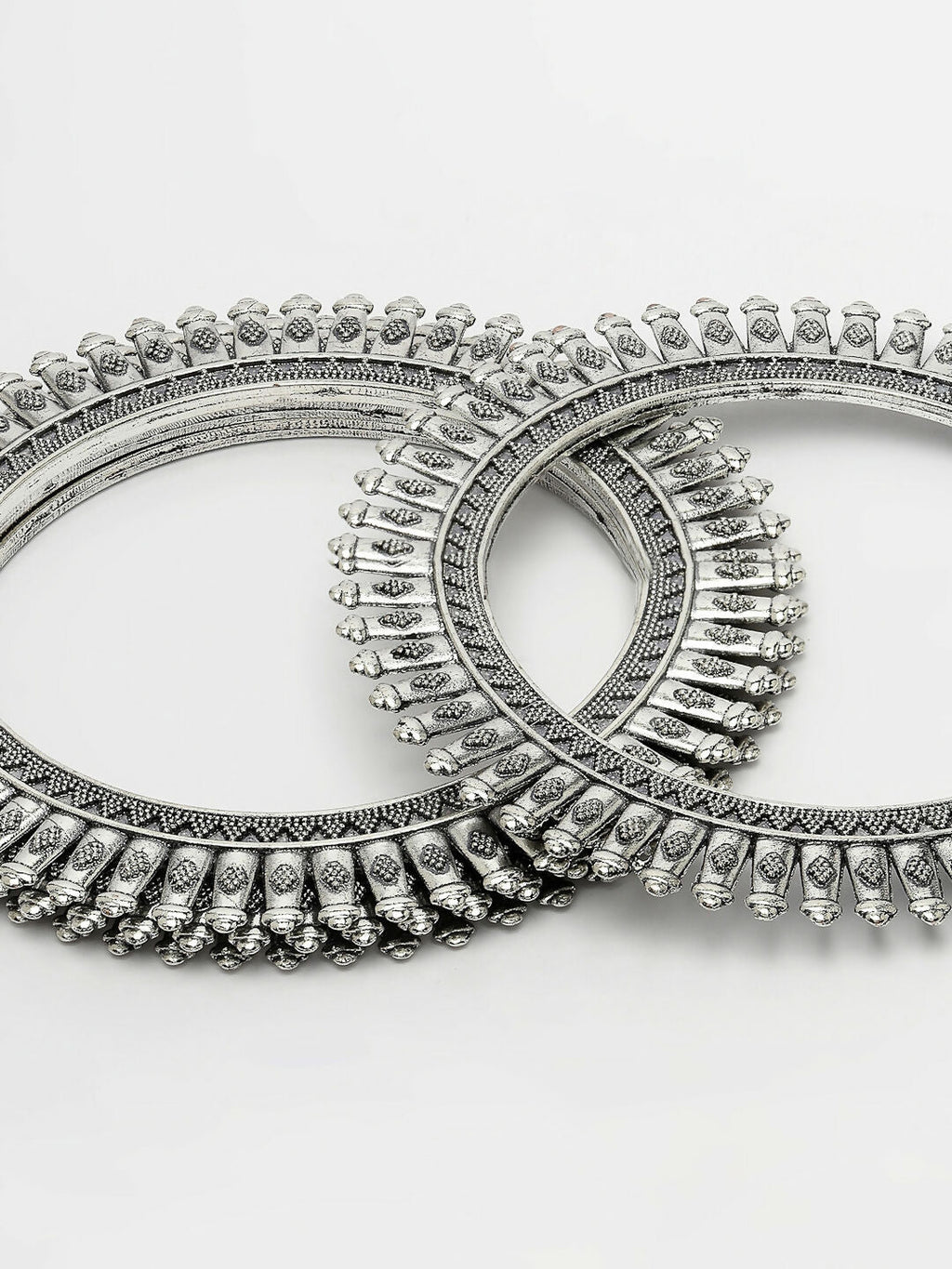 NVR Women's Set of 4 Silver-Plated German Silver Oxidised Bangles