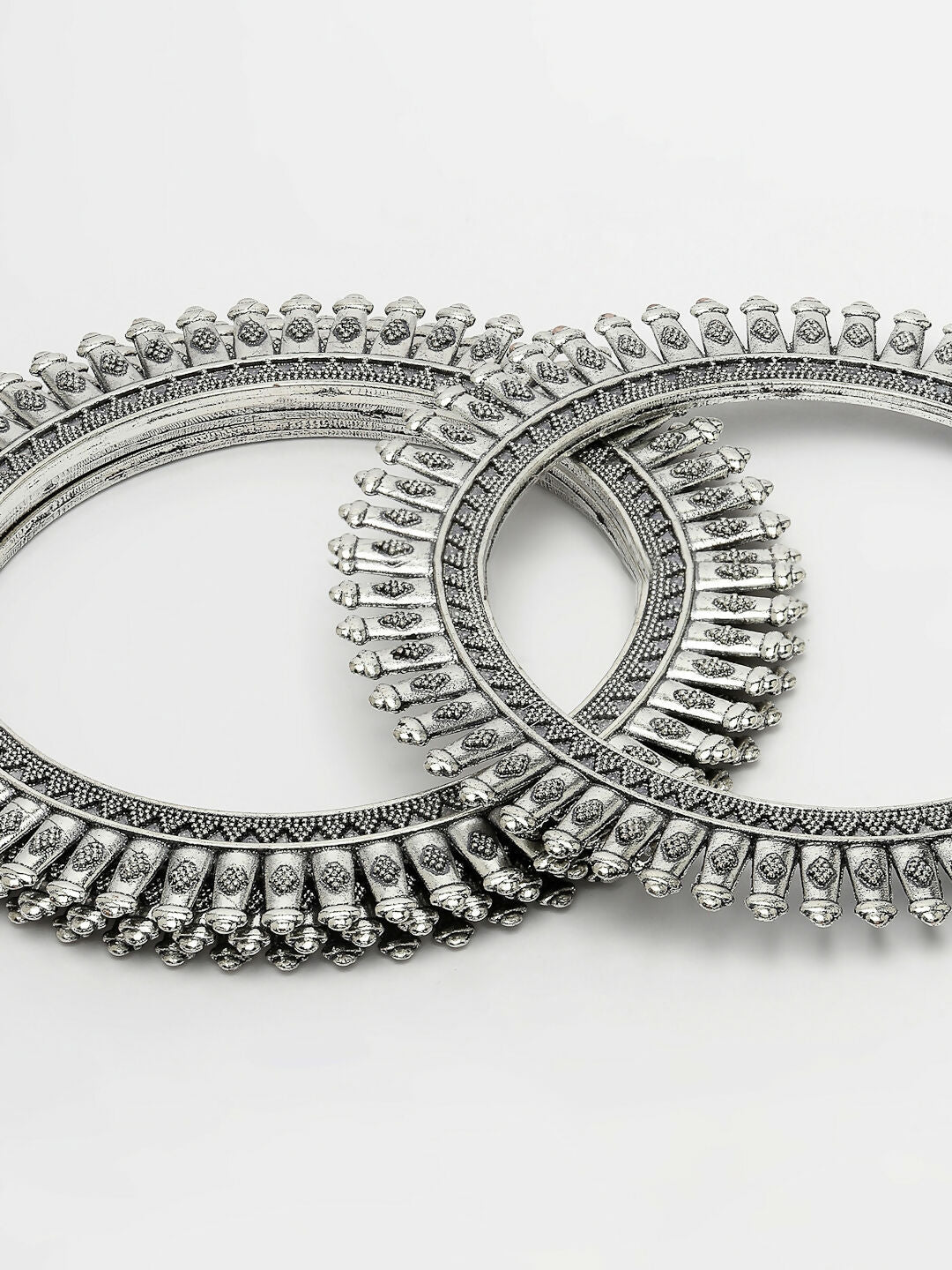 NVR Women's Set of 4 Silver-Plated German Silver Oxidised Bangles