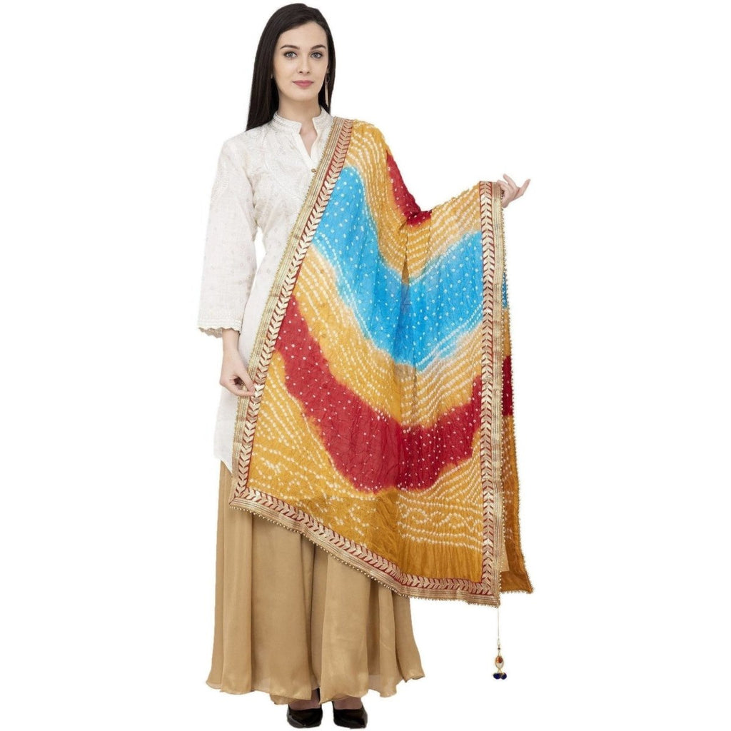 A R Silk Bandhej Multi Gota Fancy Dupatta Color Multi Color Dupatta | Grocsy