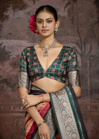 Joban Fashion Multi Color Dola Tussar Silk Self Jacquard Border Saree | Grocsy