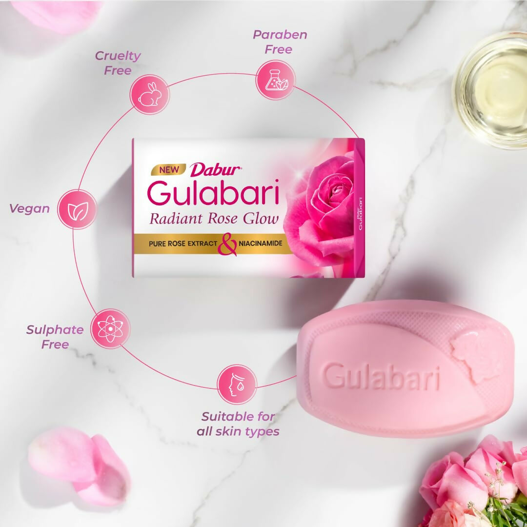 Dabur Gulabari Pure Rose Soap for Radiant Rose Glowing Skin & Body | Grocsy