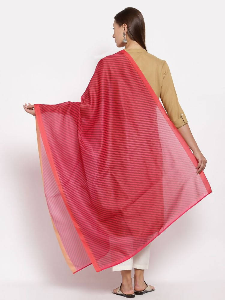 Myshka Women's Red Cotton Solid Casual Dupatta | Grocsy