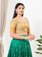 Joban Fashion Gold Tissue Padded Blouse With Round Neck Elbow Sleeves | Grocsy