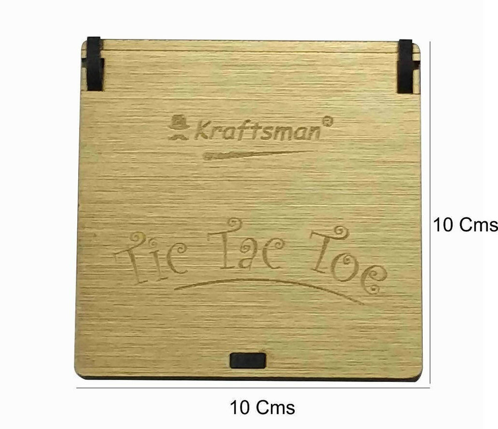 Kraftsman Wooden Tic Tac Toe Portable Game for Kids, Teens and Adults with Golden Mirror Shade Strategy & War Games Board Game | Grocsy