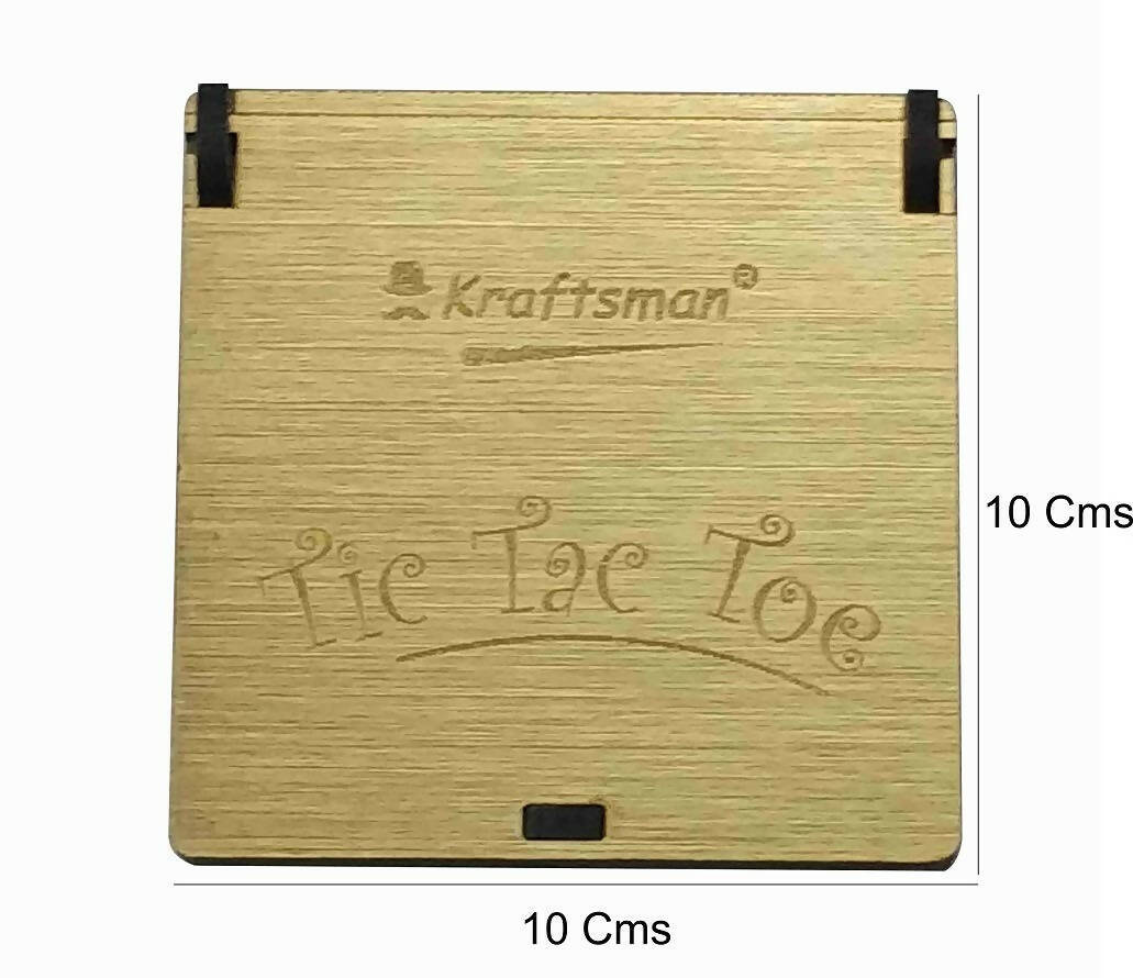 Kraftsman Wooden Tic Tac Toe Portable Game for Kids, Teens and Adults with Golden Mirror Shade Strategy & War Games Board Game | Grocsy
