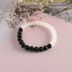 NVR Men & Women Black & White Marbel Crystal Elasticated Bracelet | Grocsy
