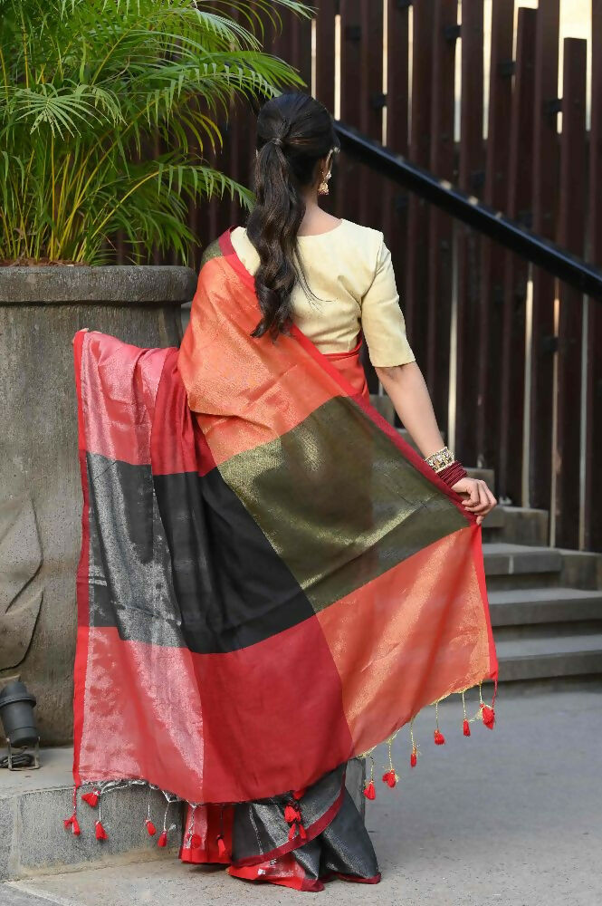 Beatitude Multicolor Tissue Silk Saree | Grocsy