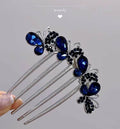 Joban Fashion Navy Blue Metal Flower Hair Comb Hairpin | Grocsy