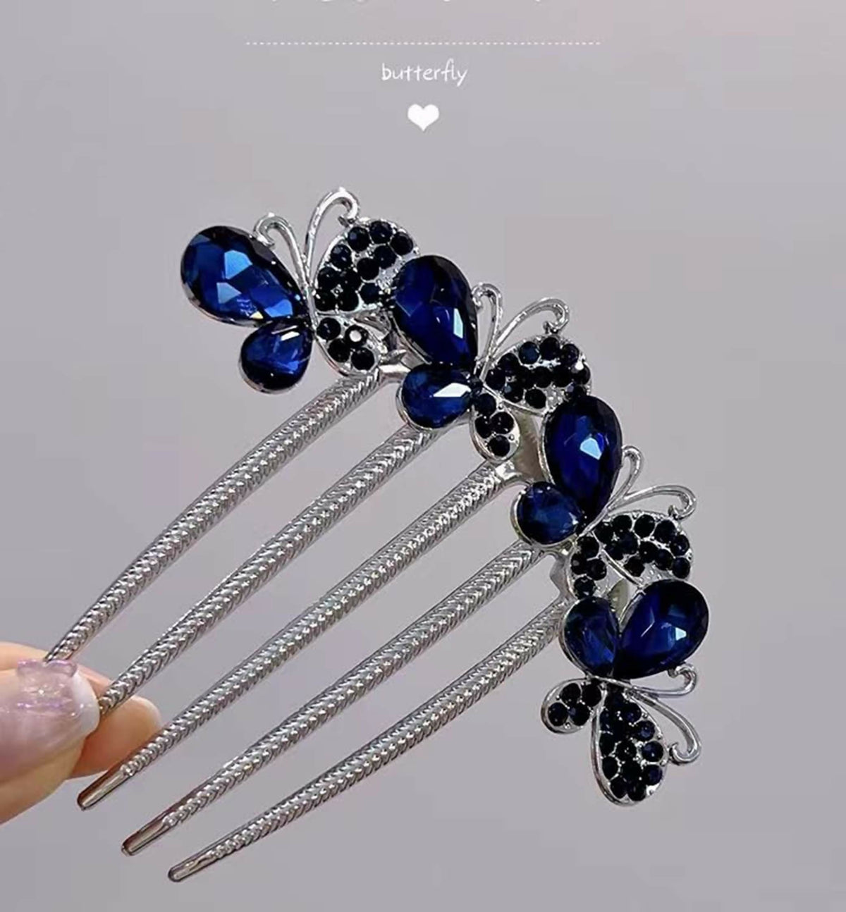 Joban Fashion Navy Blue Metal Flower Hair Comb Hairpin | Grocsy