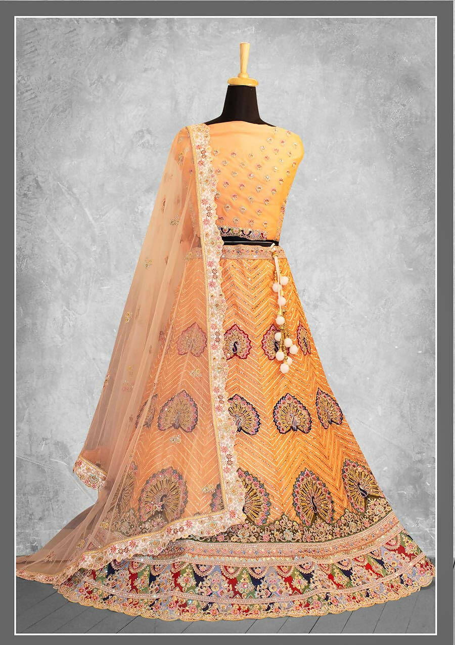 Yellow Georgette Embroidery & Thread Work Bridal lahenga Choli with Dupatta - Nimaya Pavitra Rista | Grocsy
