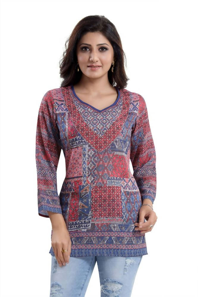 Snehal Creations Bright as the Sun Summer Cool Printed Short Kurti Tunic | Grocsy