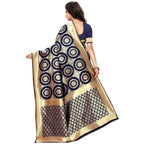 Vamika Banarasi Jaquard Blue Weaving Saree (Banarasi 27) | Grocsy