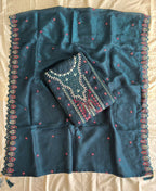 KC Teal Blue Pakistani Crunchy Silk Heavy Salwar Kameez For Women | Grocsy